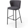 Ciselia Барный стул из темно-серой синели и черной стали 75 см