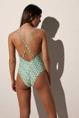 Купальник сплошной YSABEL MORA 82416_Зеленый + белый