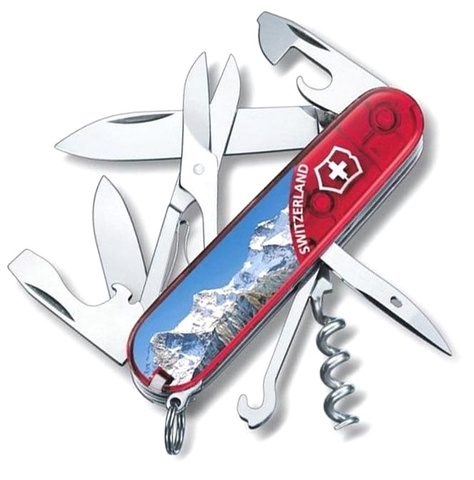 Складной нож Victorinox Climber Jungfrau из коллекции Piece of Switzerland (1.3703.TE3) 91 мм., 14 функций | Wenger-Victorinox.Ru