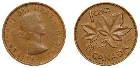 1 цент 1963 года. Канада