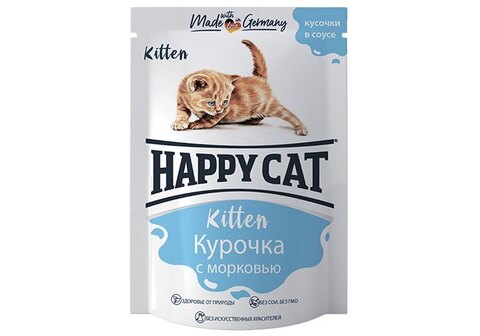 Happy Cat пауч для котят (курочка с морковью в соусе) 85г