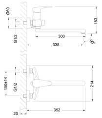 Смеситель универсальный с плоским поворотным изливом 300 мм – LM0451C, Серия LINARA