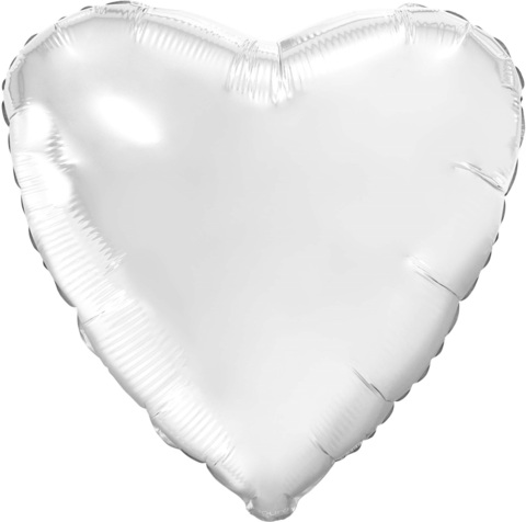 Шар сердце белый сатин, 46 см
