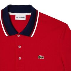 Теннисное поло Lacoste Regular Fit Stretch Cotton Piqu_ Contrast Collar Polo Shirt - red