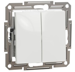 ПЕРЕКЛЮЧАТЕЛЬ С/У 2-КЛАВИШИ, БЫСТРОЗАЖИМ КЛЕММЫ МЕХ БЕЛЫЙ ASFORA /SCHNEIDER/