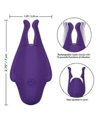 Фиолетовые виброзажимы для сосков Nipple Play Rechargeable Nipplettes - 