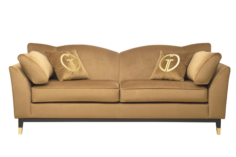 Диван трехместный 92x92x228см Garda Decor Siena велюровый золотой