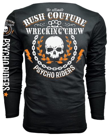 Rush Couture | Футболка лонгслив мужская WRECKING CREW LONG SLEEVE Classic Black RC250 спина