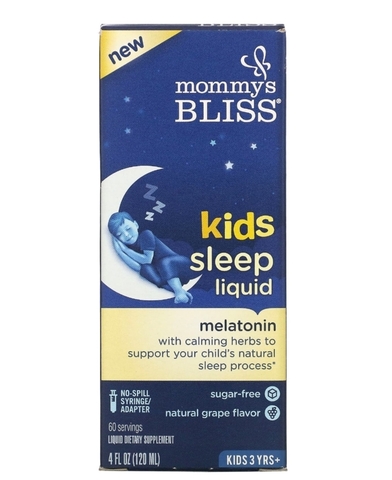 Mommy's bliss, Kids, жидкое средство для сна, мелатонин, для детей от 3 лет, со вкусом винограда, 120 мл