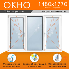 Пластиковое окно 1480 х 1770 ТермА Эко