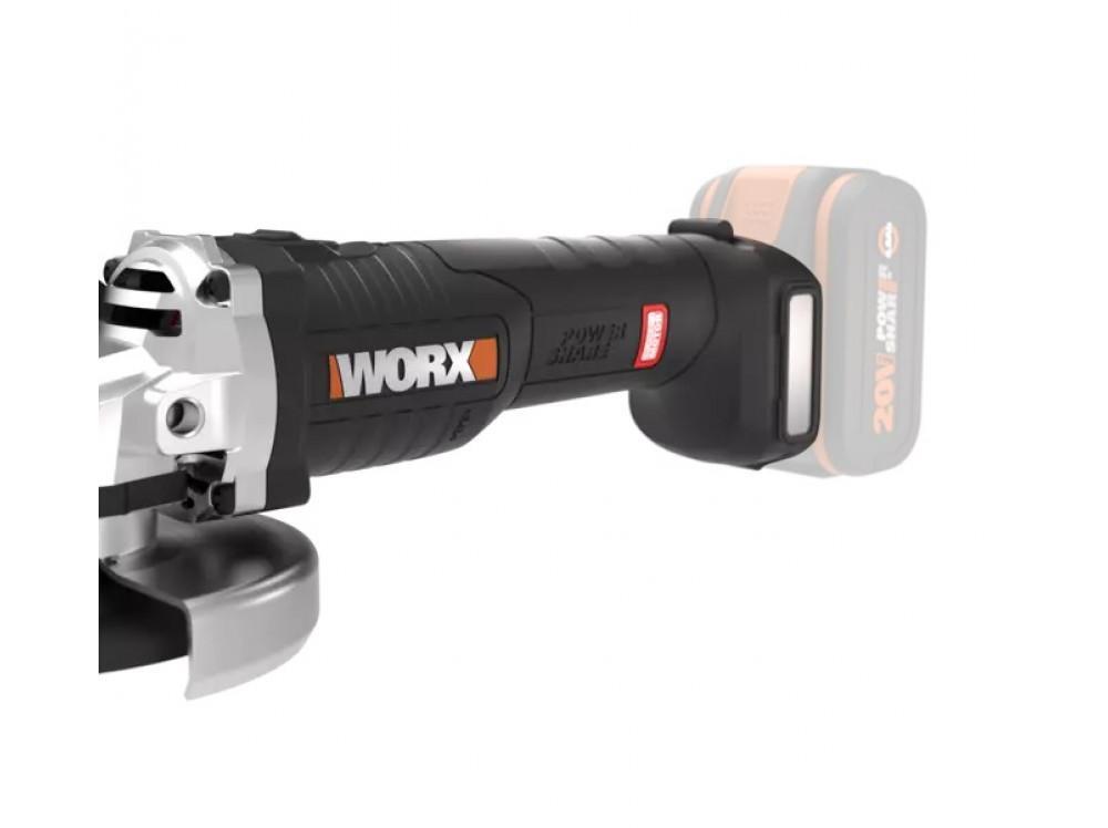 Угловая шлифмашина бесщёточная аккумуляторная WORX WX813.9, 115мм, 20В, без АКБ и ЗУ