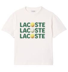 Детская теннисная футболка Lacoste Kids Relaxed Fit Cotton Tennis Ball T-Shirt - white