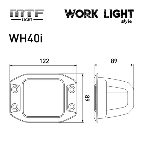 Прожектор светодиодный MTF LIGHT серия STYLE 12/24В, 40Вт, 3000лм, ECE R10, квадратный, шт.