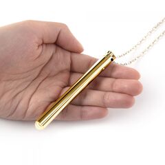 Золотистый вибромассажер-кулон Necklace Vibe - 