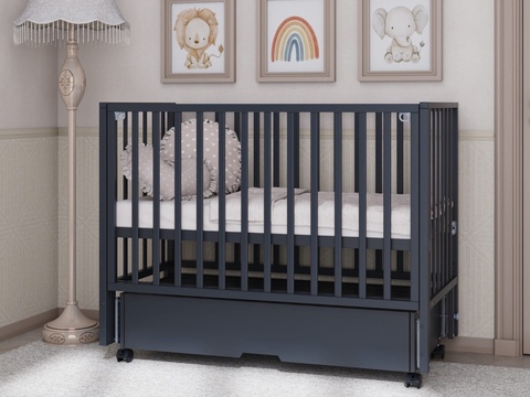 Кроватка Hollie с универсальным маятником и ящиком, цвет графит
