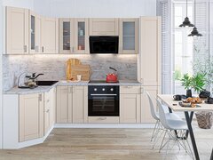 Угловая модульная кухня Лофт-04 Cream Silk - Белый 2140*1700/2600*600