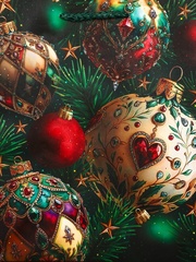 Пакет подарочный M вертикальный, «Золотые елочные шары», 26*32*12 см (Д*В*Ш), 1 шт.