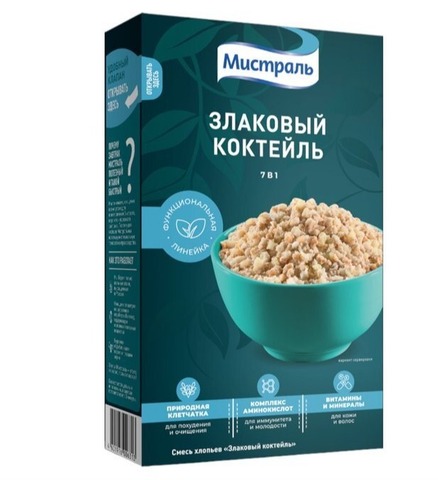 Хлопья Мистраль Злаковый коктейль 400г, шт