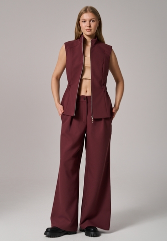 Брюки палаццо бордовые