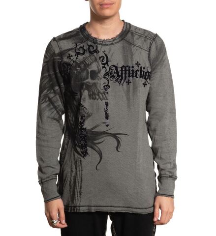 Affliction | Пуловер двусторонний мужской Indian Chief LS Rev. Thermal Silver A8350 обратна сторона перед