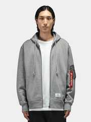 Толстовка Alpha Industries Utility Pocket Full Zip Up Medium Charcoal Heather (Серый)
