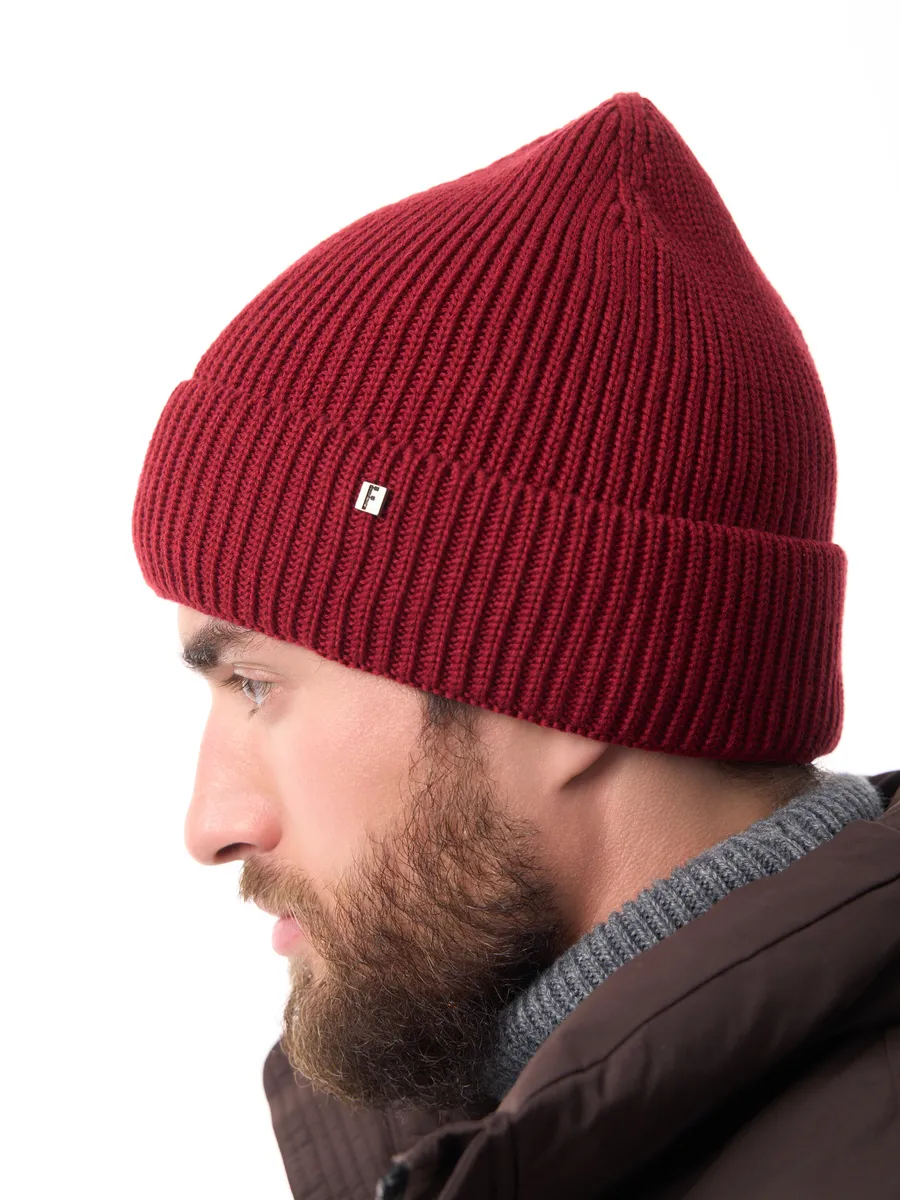 Шапка зимняя на флисе вязаная осень