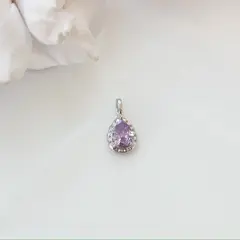 Подвеска Капля с сиреневым фианитом, 15*8 мм, родий, П422