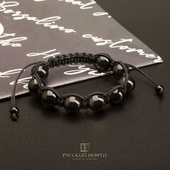 Браслет Шамбала. Чёрный нефрит. Д 12мм.