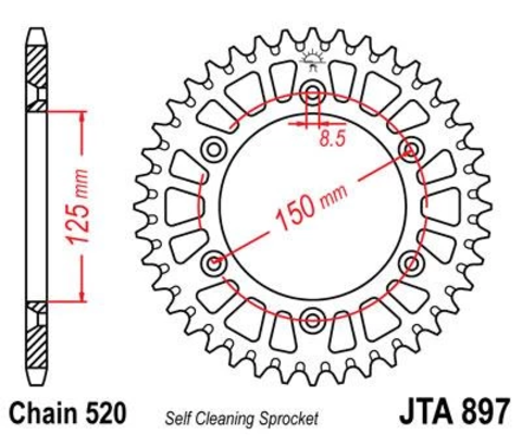 Звезда ведомая алюминиевая JTA897 52BLU