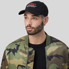 Бейсболка Alpha Industries Nasa Worm Logo Cap Black (Черная)
