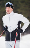 Элитный утеплённый лыжный костюм Nordski Pro Pearl Blue/Black с белыми брюками мужской