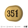 Номерок на дверь квартиры 351, для кабинета, офиса, шильдик 9 х 7 см, золотистый, Айдентика Технолоджи