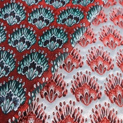 Мерный лоскут 1,2 м жаккард двусторонний красный с цветами 3096