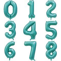 Фольгированные цифры 102 см с гелием (бирюзовый - сатин)