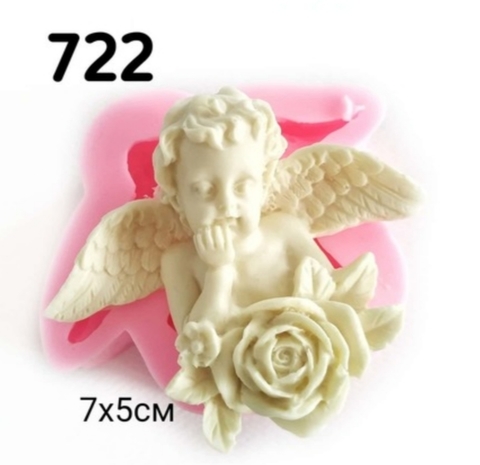 Молд Ангел с розой, 7х5см, Арт.PO-0722, силикон