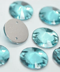 Стразы пришивные стекло Crystal риволи, Ø 16 мм, св.голубой