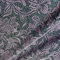 Ткань жаккард цветы сиреневые на черном фоне 3053