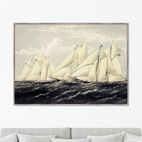 Неизвестен - Репродукция картины на холсте Yachts on a summer cruise, 1871г.