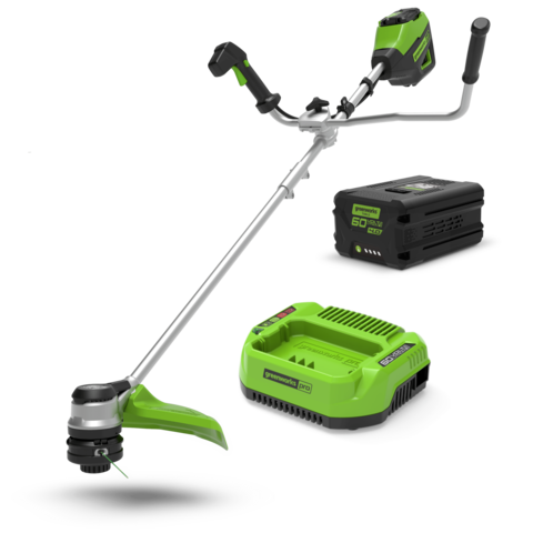Аккумуляторный триммер Greenworks GD60BCBК4, 60v, 40 см, (2108407UB), с аккумулятором 4 А·ч и зарядным устройством