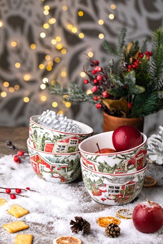 Салатник порционный 14см Certified Int. Дом снеговика-1