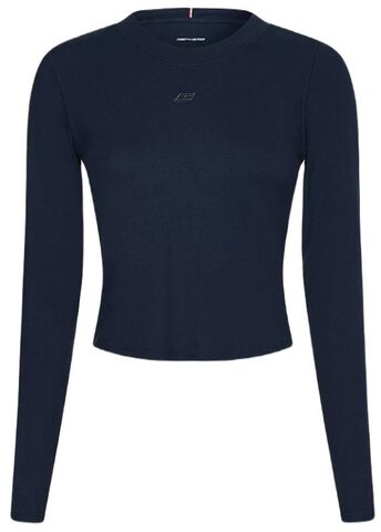 Женская теннисная футболка   Tommy Hilfiger Slim Soft Modal Rib Cropped Tee - desert sky