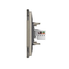 Розетка компьютерная RJ45 кат. 6. Цвет механизма Шампань, цвет рамки Шампань. Livolo. VL-C791C-16