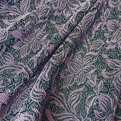 Ткань жаккард цветы сиреневые на черном фоне 3053