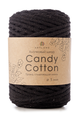 Плетёный шнур Candy cotton 5 мм, 500 гр, 100% х/б, 100 м, черный