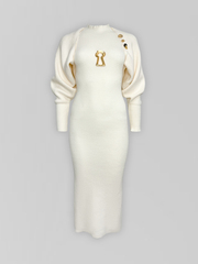 Платье вязаное без рукавов с металлической вставкой и болеро в комплекте