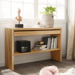 Стол консоль Розенбург из массива дуба с ящиком и полкой