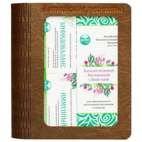 Подарочный набор «Алтайские рецепты» Иммунный» (Бальзам медовый «Витаминный с Иван-чаем», Бад 