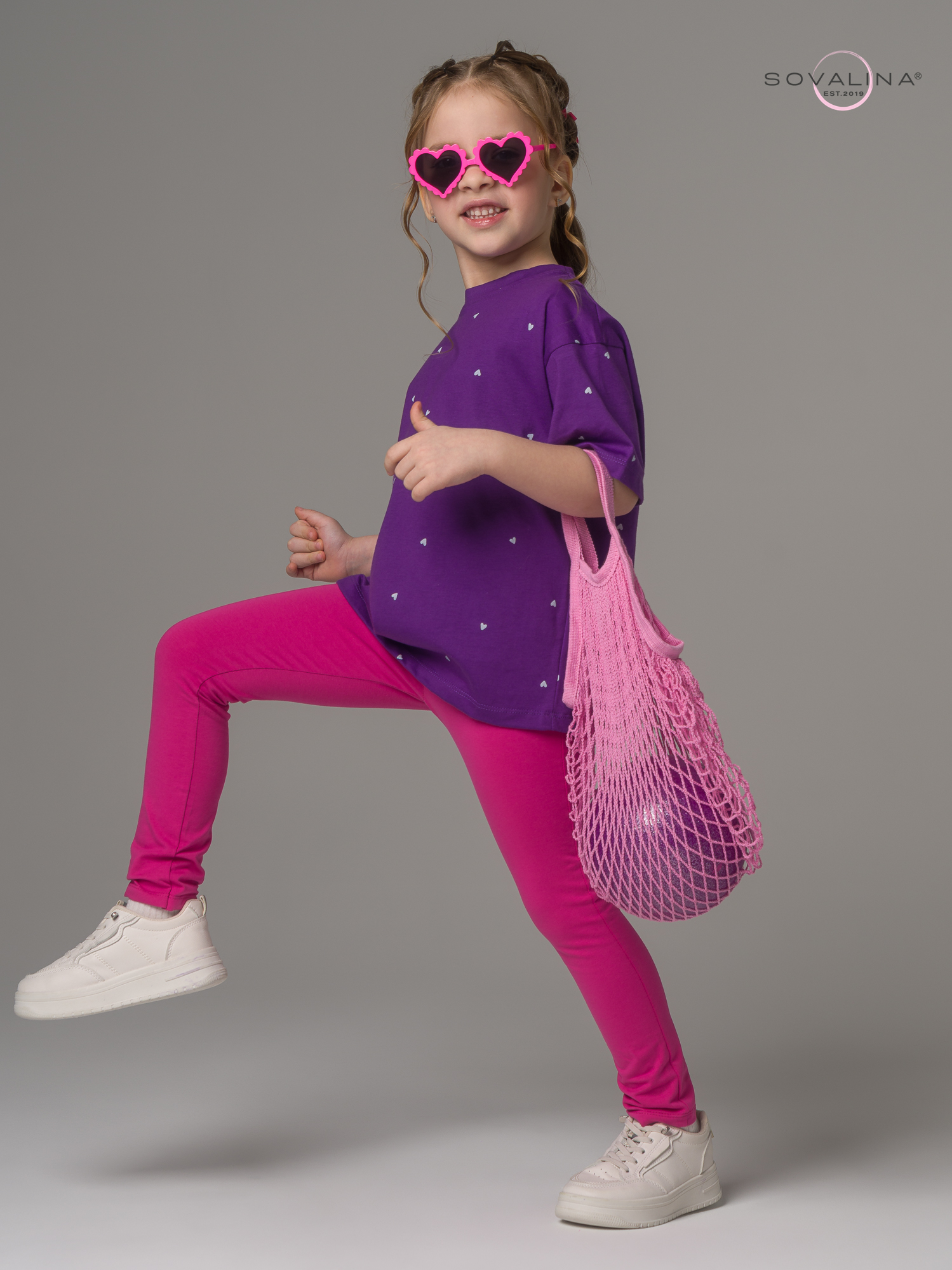 Костюм Мун сердечки фиолет-фуксия