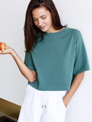 Укороченная футболка over-size из премиального хлопка  D49.917 (77878)