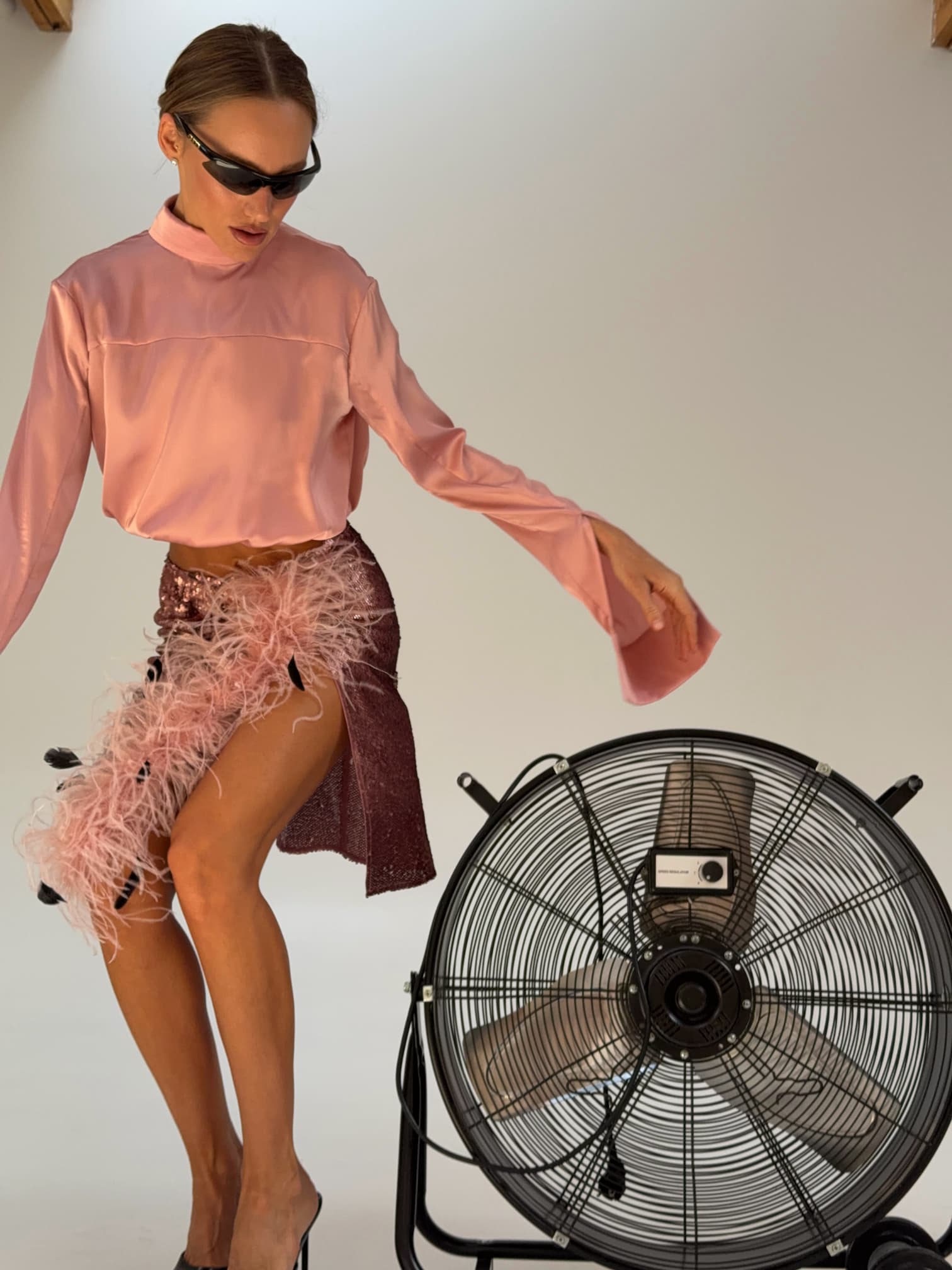 Атласная рубашка Trick Pink